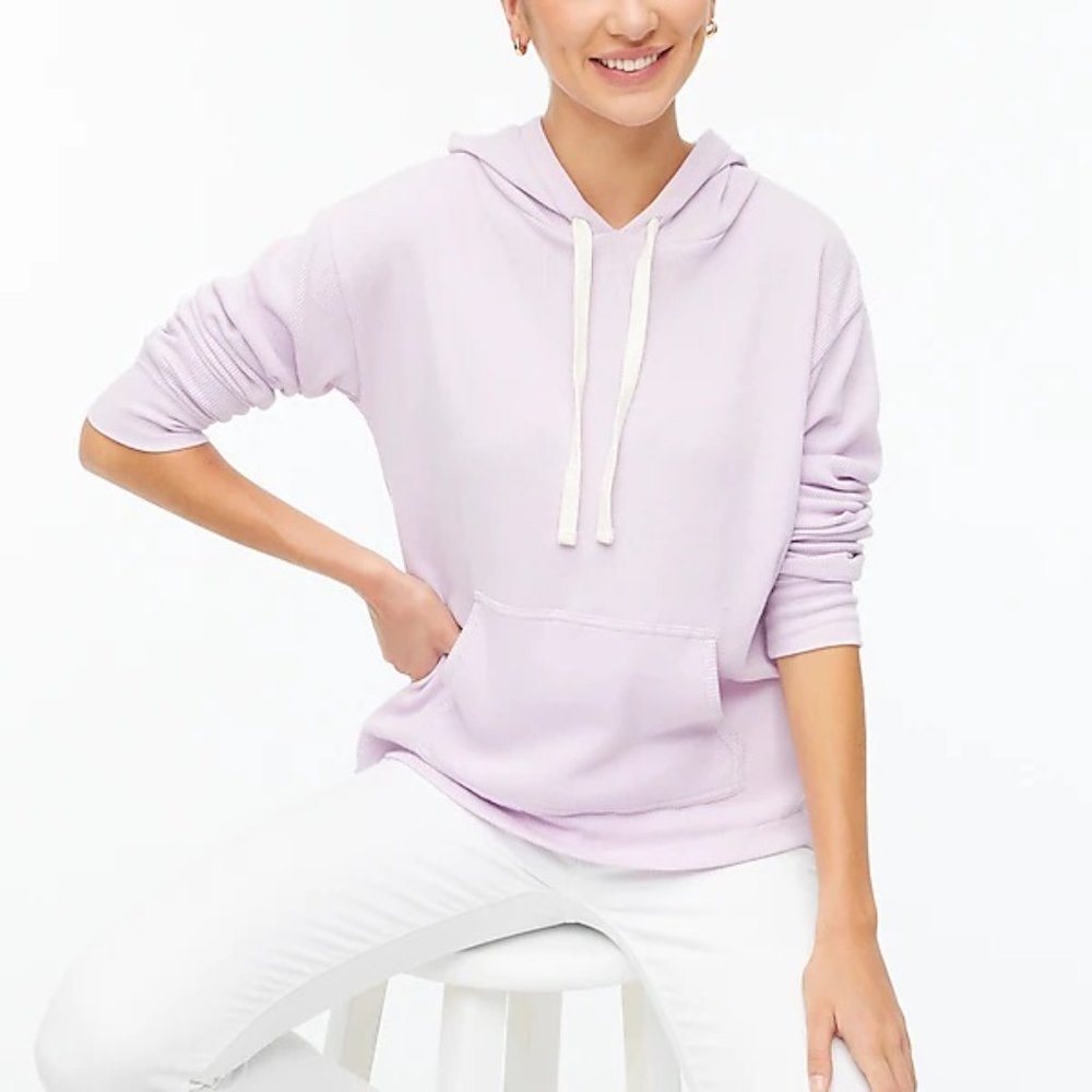 NWT J. Crew Waffle Hoodie in Lavender Mist size S